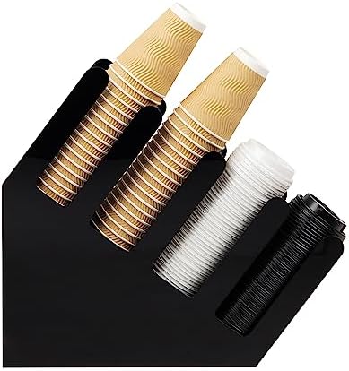 Mind Reader Cup and Lid Dispenser, Countertop Org, Coffee Bar, Beverage Cup, Kitchen, Breakroom, Black