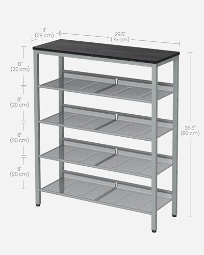 VASAGLE 5-Tier Shoe Rack, Adjustable, Freestanding