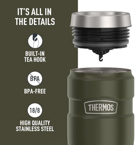 THERMOS Stainless King Stainless Steel Tumbler, 16oz, Army Green