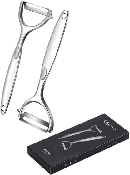 AMOUY Premium Peeler Set - Vegetable,Apple Peelers for Kitchen, Fruit, Carrot, Veggie,Potatoes Peeler,Y-Shaped Stainless Steel Peelers,with Ergonomic Non-Slip Handle & Sharp Blade,Good Sturdy (2PCS)