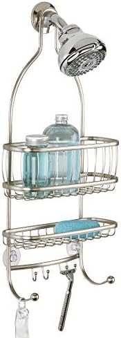 iDesign York Metal Wire Hanging Shower Caddy, Satin Silver