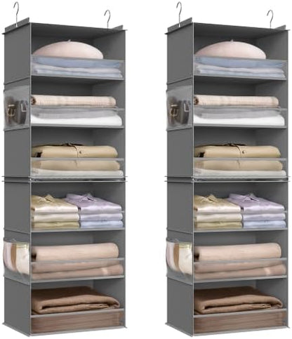 SONGMICS Widened Hanging Closet Organizer, 6-Tier, Separable，2 Pack