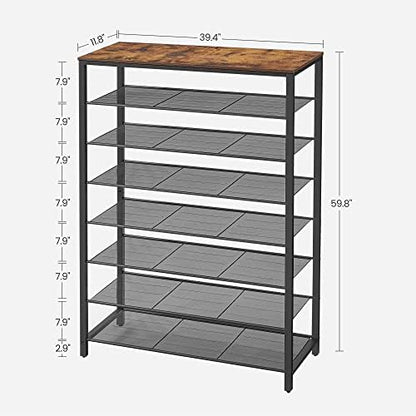 VASAGLE 8-Tier Shoe Rack, 32-40 Pairs, Metal Mesh
