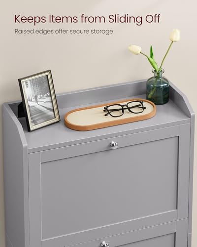 VASAGLE Shoe Storage Cabinet with 3 Flip Drawers, Slim, Holds 12‑20 Pairs