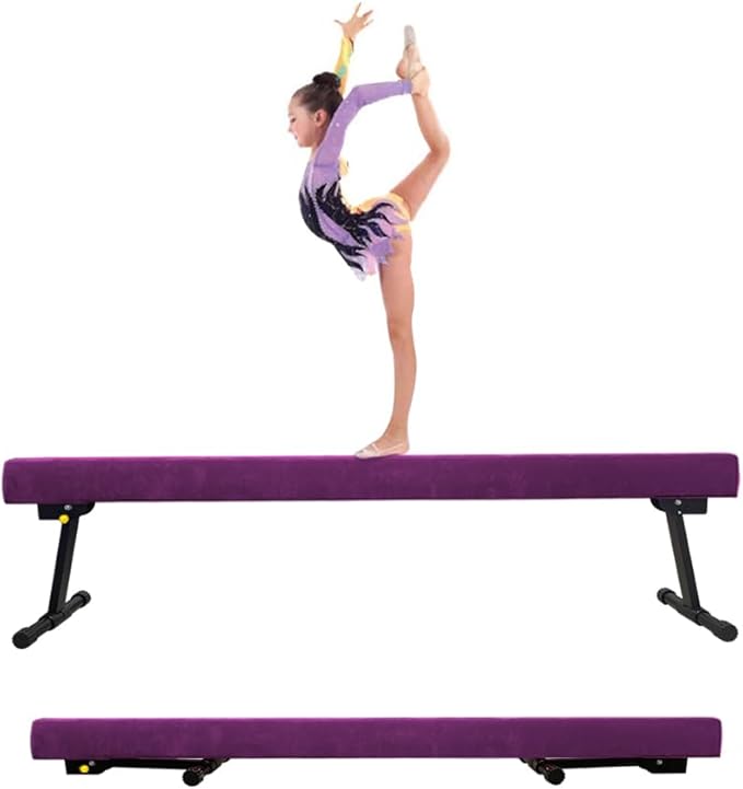 Adjustable&Foldable Gymnastics Balance Beam, 6FT/8ft High-Low Level Floor
