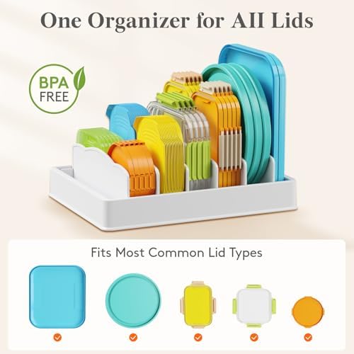Lifewit Kitchen Cabinet Organizer for Food Contanier Lid with 7 Sections