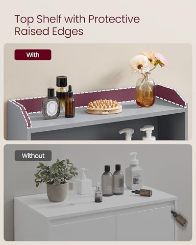 VASAGLE Tall Bathroom Storage Cabinet, Floor Cabinet with 2 Doors, 39.4" H