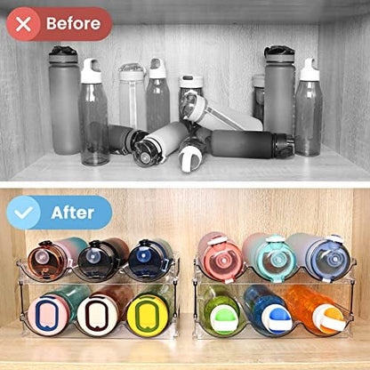 spospo Water Bottle Organizer for Cabinet 4 Pack Water Bottle Holder