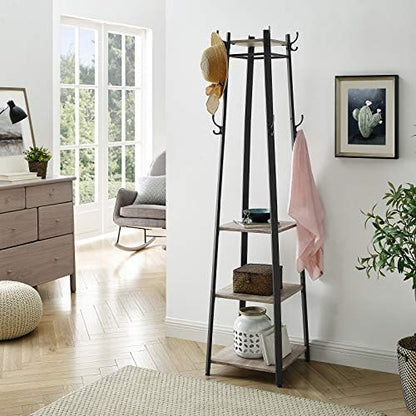 VASAGLE Coat Rack Freestanding, Hall Tree with 4 Shelves