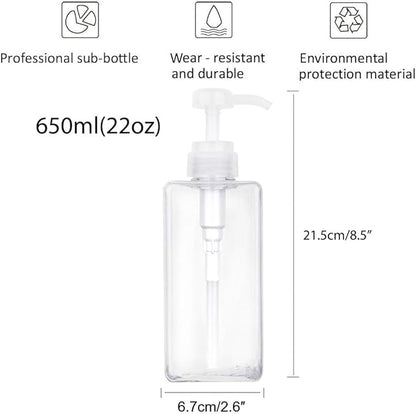Pump Bottle, Refillable Plastic Empty Lotion Soap Dispenser Liquid Container