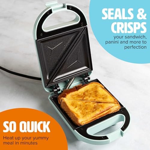 Tasty Mini Sandwich Maker,Makes Sandwiches,Paninis,Grilled Cheese,Desserts,Quick Results,Easy Cleanup,600W,Aqua,(Pack of 6)
