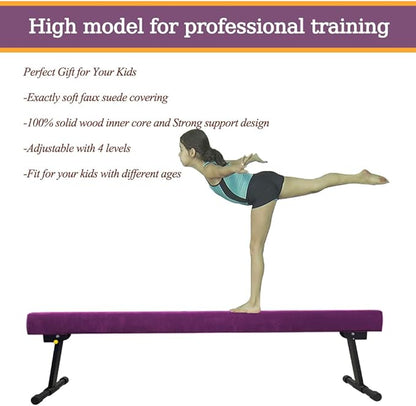 Adjustable&Foldable Gymnastics Balance Beam, 6FT/8ft High-Low Level Floor
