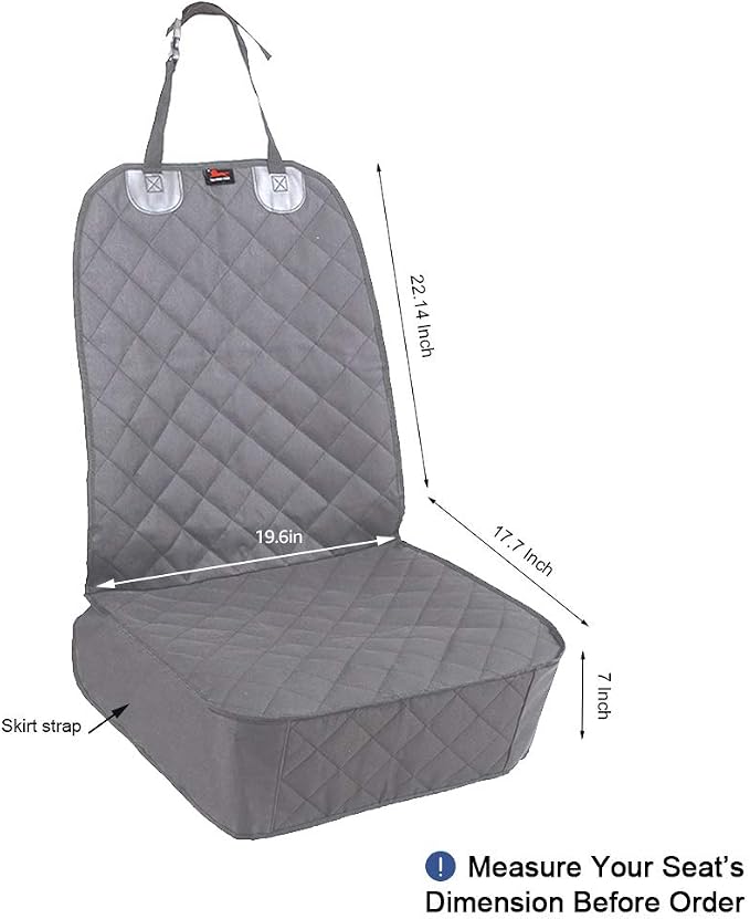 HONEST OUTFITTERS Dog Car Seat Covers, Pet Front Cover for Cars, Trucks, and Suv's - Waterproof & Nonslip Dog Seat Cover(Gray)