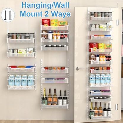 VyGrow Over the Door Pantry Organizer, 10-Tier Over the Door Organizer with Adjustable Basket, Pantry Door Organization for Pantry Kitchen Storage Room Spice Rack, White