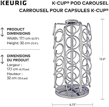 Keurig Storage Carousel, Coffee Pod Storage, Holds up to 36 Keurig K-Cup Pods, Silver