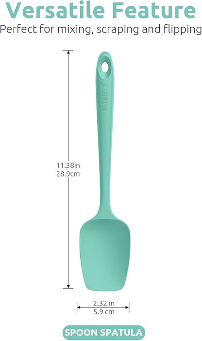 U-Taste Silicone Spoon Spatula Set, 600ºF High Heat Resistant Food Grade Flexible Rubber Scraper, Cooking Mixing Baking Kitchen Utensils Set of 3 (Aqua Sky)