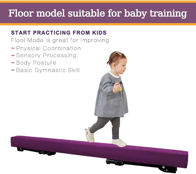 Adjustable&Foldable Gymnastics Balance Beam, 6FT/8ft High-Low Level Floor