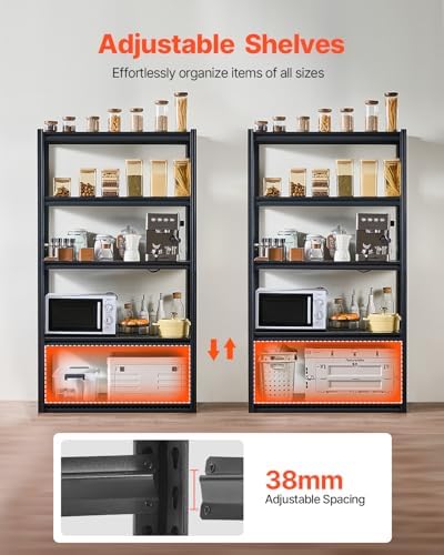 VEVOR Storage Shelves, 5-Tier Adjustable, 3000 lbs Capacity, Heavy Duty Garage Storage Shelving Unit, Metal Utility Rack Shelf, for Garage Warehouse Basement Kitchen, 40.55" W x 18.31" D x 71.38" H