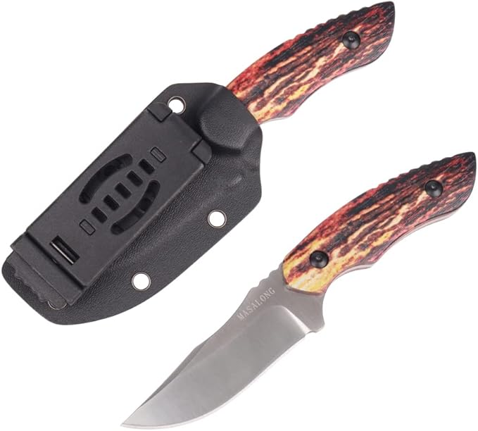 Masalong kni238 camping small fixed High-carbon steel blade survival hunting knife with sheath