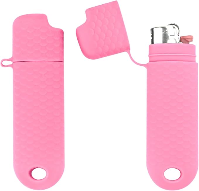 5 Pcs Waterproof Lighter Case Cover Holder for BIC Regular Lighters Sleeve Type J6 Outdoor Survival Multipurpose Seal Lighter Pouchfor Hiking and Camping (Pink, 5)