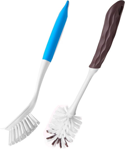 Long Handle Kitchen Cleaning Brush Set of 2, Long Handle Tableware Brush