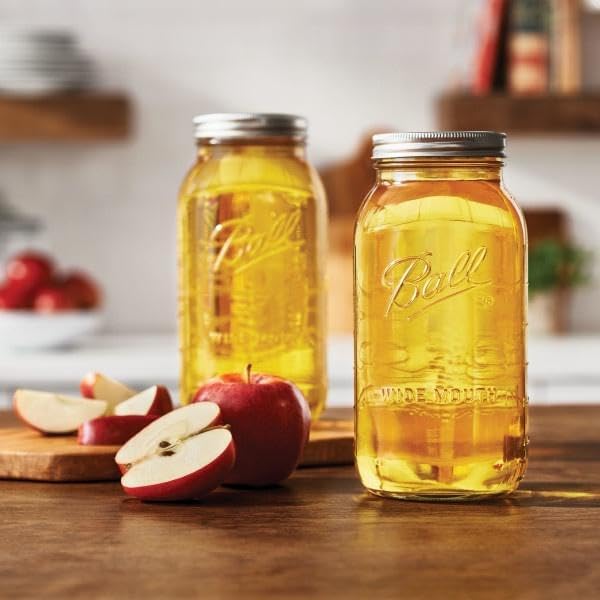 Ball Wide Mouth Glass Mason Jars with Lids and Bands, Used for Canning, Pickling, Juice, Jam, Jelly, Half Gallon Size 64 Ounce (Pack of 2)