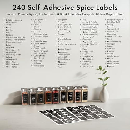 EDELHAUS Glass Spice Jars with Label, 24x Stainless Steel Lids