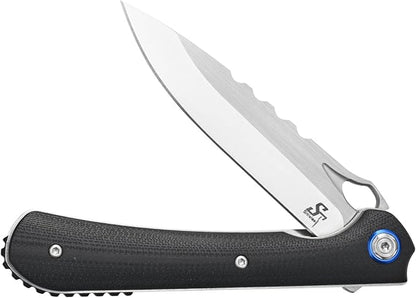 Sitivien ST145 Folding Pocket Knife,14C28N Steel Blade,G10 Handle EDC Tool Knife for Outdoor Survival,Camping,Hiking,Hunting(Black) …