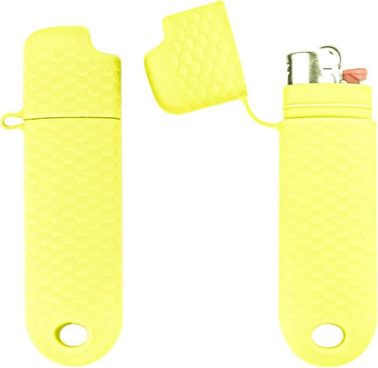5 Pcs Waterproof Lighter Case Cover Holder for BIC Regular Lighters Sleeve Type J6 Outdoor Survival Multipurpose Seal Lighter Pouchfor Hiking and Camping (Yellow, 5)