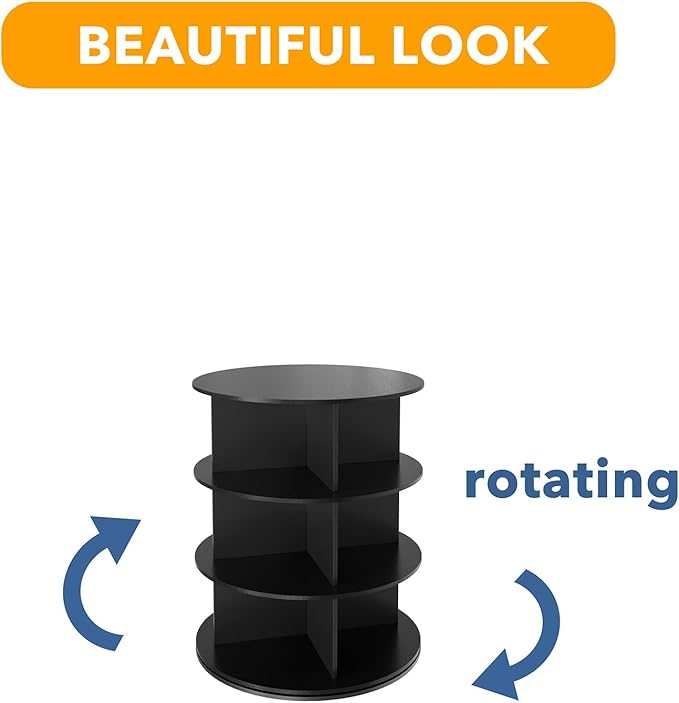 SpaceAid 3 Tier Rotating Shoe Rack Tower, Spinning Shoe Display Lazy Susan