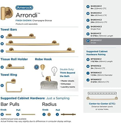 Amerock Arrondi Single Prong Champagne Bronze Wall-Mounted Hook