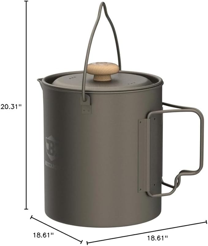 Bestargot Titanium Pot 750ml, Portable French Press | Ultralight Camping Pot for Coffee, Cooking & Survival | Compatible with Camp Stoves