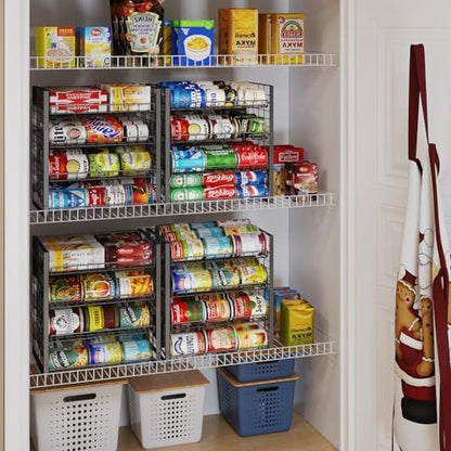 JKsmart 4-Tier Can Rack Organizer for Pantry, Adjustable Can Storage Holder for Various Ounces of Canned food Soda Drinks, Can Dispenser Holds Up to 48 Cans for Cupboard Cabinet