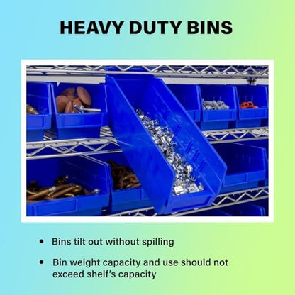 Akro-Mils 30128 Heavy Duty Plastic Shelf Bins, 18"x 4"x 4", Red, 12-Pack