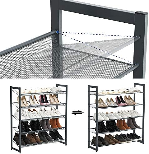 SONGMICS Metal Shoe Rack, 5-Tier Shoe Orgainzer, Holds 20-25 Pairs