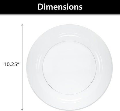 Lillian Tablesettings 240 Count Plastic Plates 10.25 inch Premium Quality Heavyweight China Like Disposable Plates, Wedding and Party Dinnerware, Crystal Clear - Value Pack 240 Count