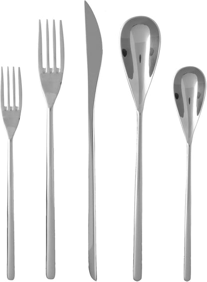 Fortessa Dragonfly 18/10 Stainless Steel Flatware, 5 Piece Place Setting, Service for 1