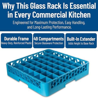 Carlisle FoodService Products RG4914-0 OptiClean 49 Compartment Glass Rack, 2.38" Compartments, Blue (Pack of 6)