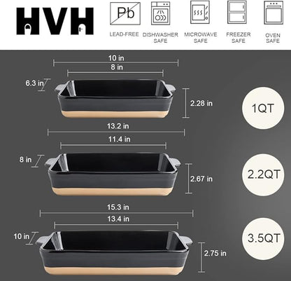 HVH Baking Dish Set, 9x13 Baking Dish, Ceramic Lasagne Pan Deep, Large