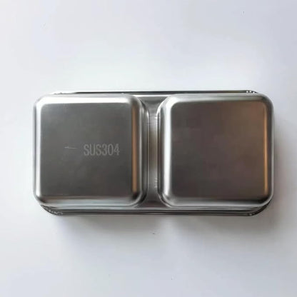 Stainless Steel Snack Containers for Kids and Adults [2/4/6-Pack Set] Reusable Food Storage Container Set with Lids-2 Compartment Bento Box for Lunch, Travel, Meal Prep- Leakproof & Dishwasher Safe(4)