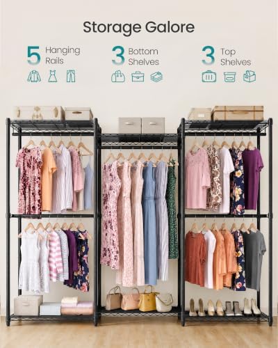 SONGMICS Closet Organizers and Storage, Clothes Rack with Shelves