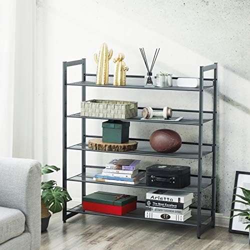 SONGMICS Metal Shoe Rack, 5-Tier Shoe Orgainzer, Holds 20-25 Pairs