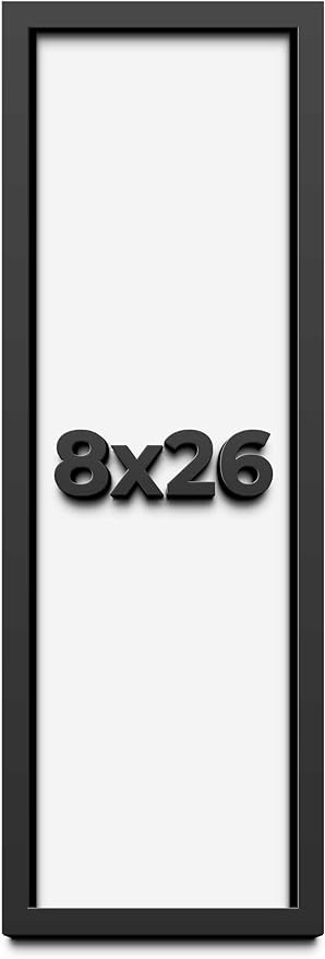 8x26 Shadow Box Frame Black | 1 Inch Deep Solid Wood Shadowbox Display Frame |