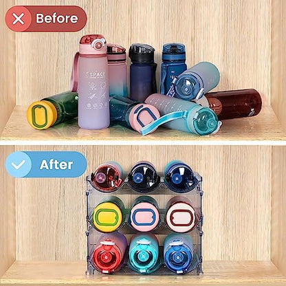 spospo Water Bottle Organizer for Cabinet 3 Pack Water Bottle Holder