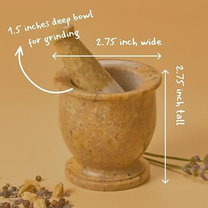 Mini Mortar Pestle Set, Kitchen Tools, Kitchen Countertop Decor, Grinding, Crushing, Herbs, Garlic, Nuts, Spices, Rustic Style, Handcrafted, Made from Soapstone, Natural Beige
