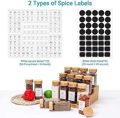 4 oz Glass Spice Jars with Bamboo Lids,16 Pack Spice Bottles