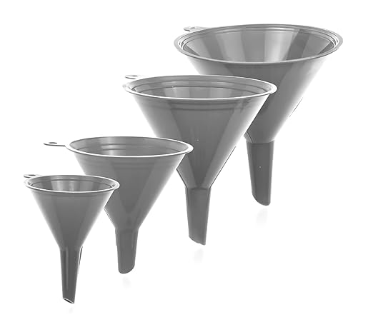 Funnel Gray in 4 Different Sizes Durable & Non-Toxic Food Grade Plastic -Funnels