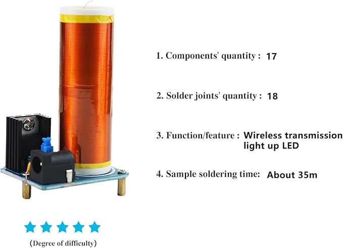 Soldering Practice Kit DIY Tesla Coil Wireless Transmission Lighting Function Plug-in Soldering Practice Kit