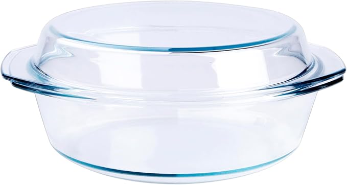 Round Tempered Glass Casserole Dish - 4QT