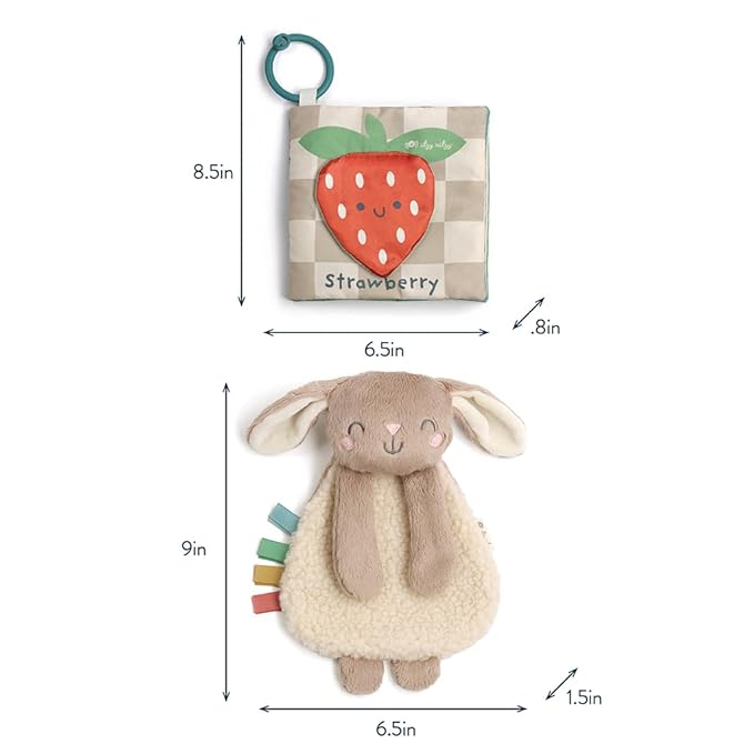 Itzy Ritzy Bunny Lovey & Crinkle Book Gift Set - Learn & Snuggle Gift Set Includes Soft Sherpa Bunny Lovey & Soft Book with Flap, Textures & Crinkle Sounds (Bunny)